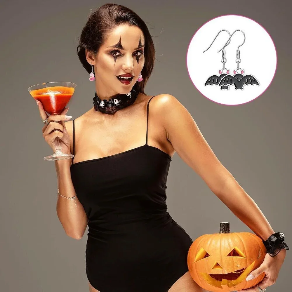 Pink Halloween Earrings Bulk 36 Pairs Dangle Studs for Women Party Holiday Gift